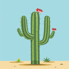 flat illustration of a cactus in desert