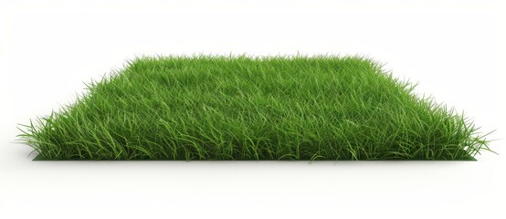 Green grass patch isolated on white background. Realistic naturalistic element for design. Bright 3d illustration.