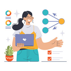 Backpropagation in AI concept. Flat vector illustration