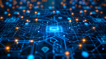Obraz premium A network of interconnected devices and sensors forming an Internet of Things (IoT) network, symbolizing the connectivity of digital technology