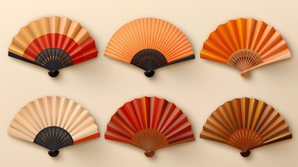 Various fan designs on white background