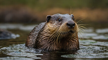 Curious Otter in the Water