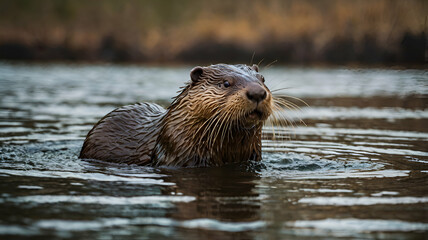Curious Otter in Serene Waters