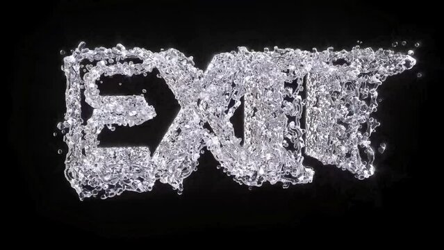 Exit sign water splash on black bg save