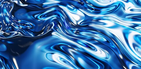 Obraz premium 3D render illustration of blue abstract geometric shape with metal surface