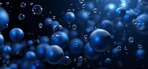 A 3D abstract render with blue spheres as a background