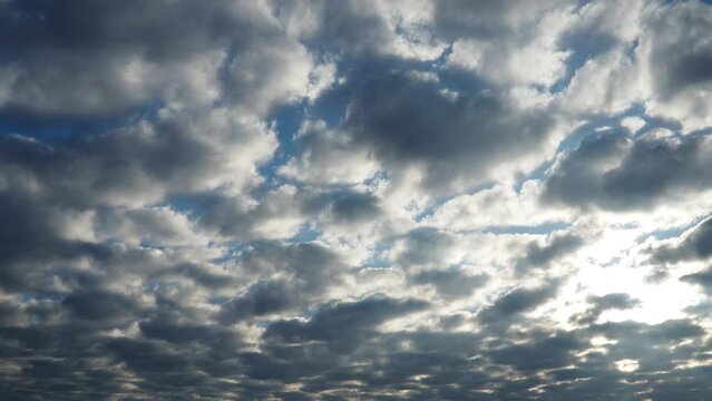 Altocumulus, middle-altitude cloud genus, stratocumuliform physical category, characterized by globular masses or rolls in layers or patches being larger and darker. Airmass real time