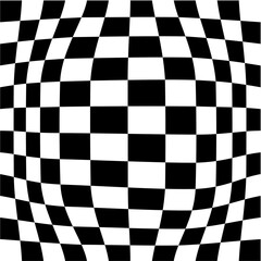 Fototapeta premium Wavy optical illusion checker pattern background, trippy checkerboard