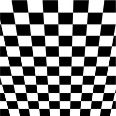 Wavy optical illusion checker pattern background, trippy checkerboard