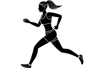 while jogging silhouette vector illustration