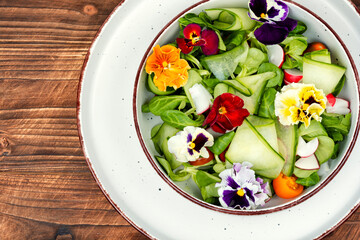 Salad of vegetables and flowers.