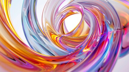 Glass composition with geometric shapes made of reflective and refractive materials. Dispersion effects.