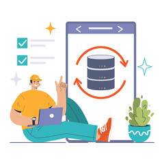 Website Optimization set. Flat vector illustration.