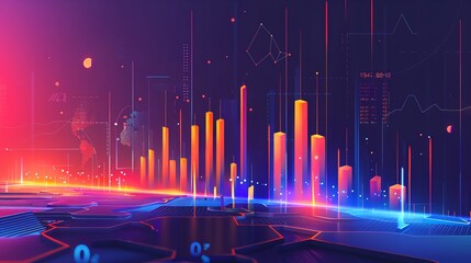 株式市場を表すグラフのイラスト