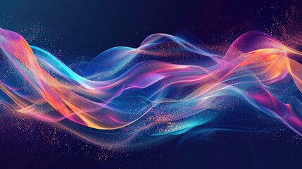 Fototapeta premium Elegant graphic light waves, intertwining and flowing in bright colors on a dark background