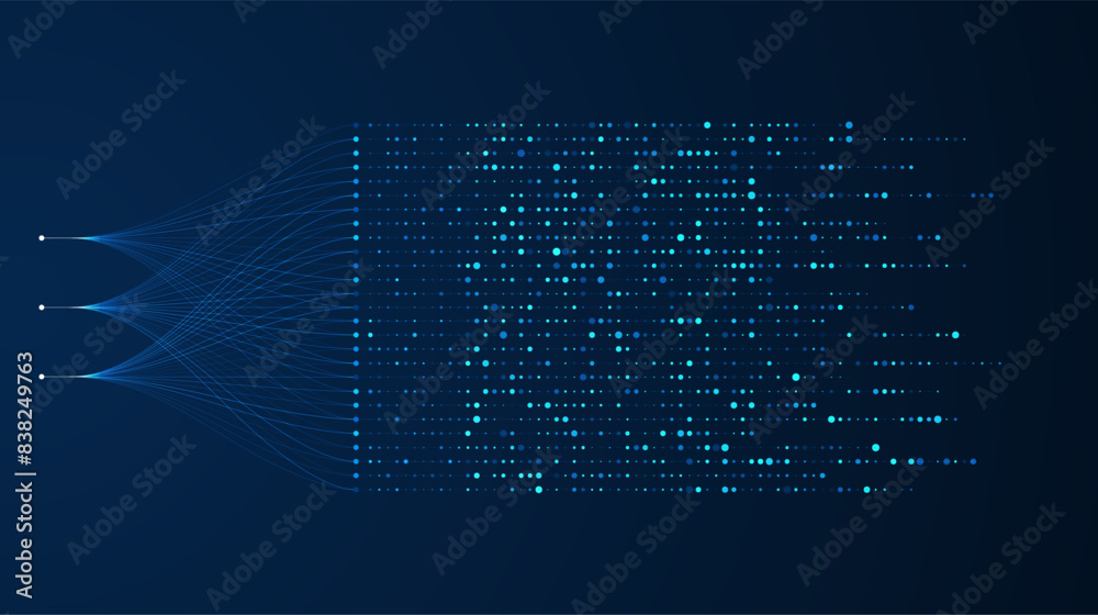 Poster big data visualization. social network, financial analysis of complex databases. data mining. vector