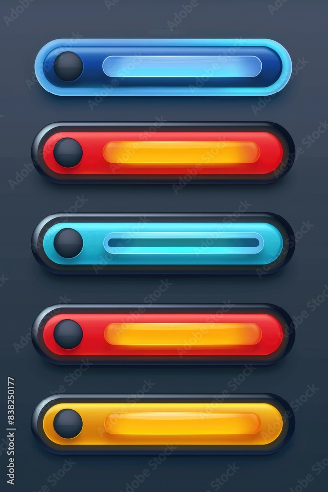 Poster A set of four colorful buttons with different designs