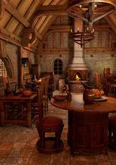3D Rendering Medieval Tavern