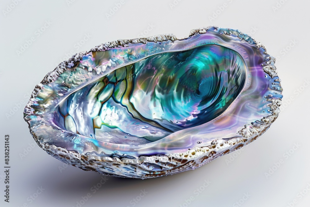 Poster a detailed image of a shell sitting on a flat surface, perfect for use in still life photography or 