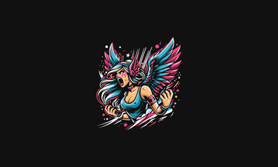Obraz premium angel women angry vector illustration mascot design