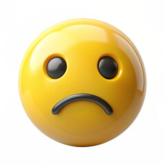 Fototapeta premium 3d cartoon style sad A yellow face emoji white background