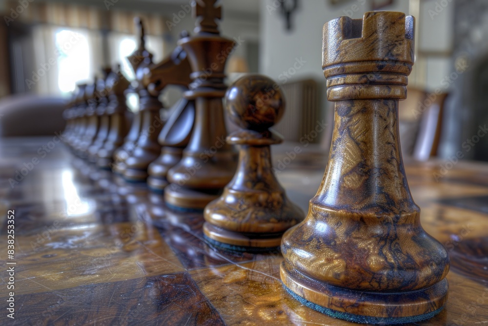Aufkleber Close-up shot of a chess set arranged on a table