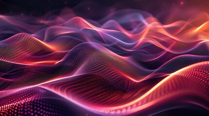 Fototapeta premium Mesmerizing graphic waves of light, forming intricate patterns on a dark background, vibrant and elegant