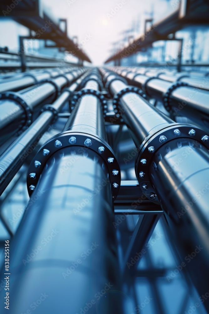 Poster a group of interconnected pipes forming a structure