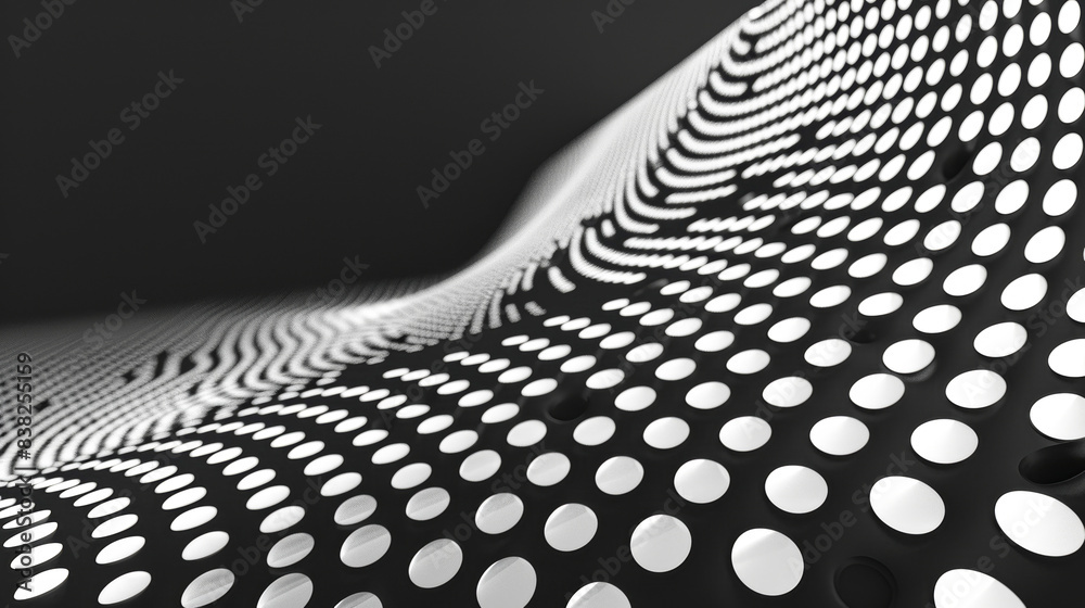 Sticker a black and white image of a wave with white dots