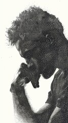 Naklejka premium Stippling portrait of a man in thought