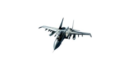Modern Fighter Jet in Flight - Aerial View - isolated on transparent background