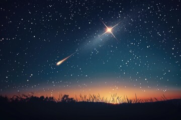 Naklejka premium A single star is visible against the dark background of the night sky, providing a small source of light