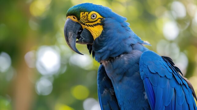 hyacinth macaw in its natural habitat - rainforest animal - Powered by Adobe