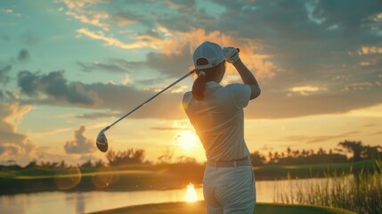 Fototapeta premium A person enjoying golf outdoors