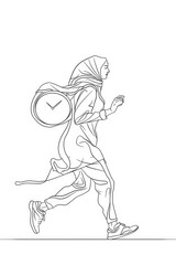 Obraz premium A person wearing a backpack is running on a path