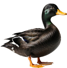 Obraz premium isolated photo of black Duck is Happiness on transparent background , full body photo