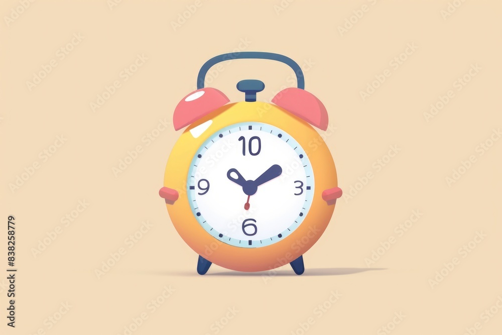 Aufkleber a bright yellow alarm clock sits on a flat surface, awaiting its next use