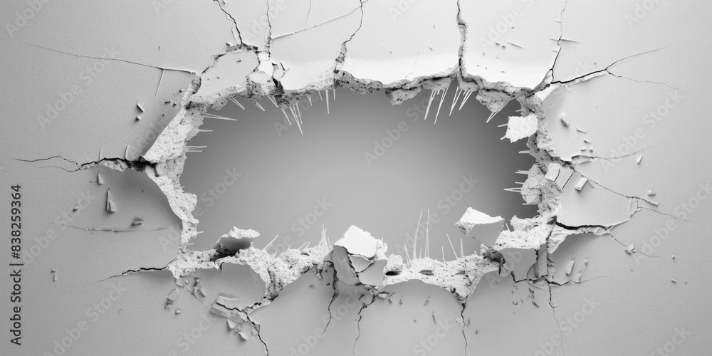 Aufkleber A close-up view of a hole in a black and white wall, suitable for use in abstract or minimalist design contexts
