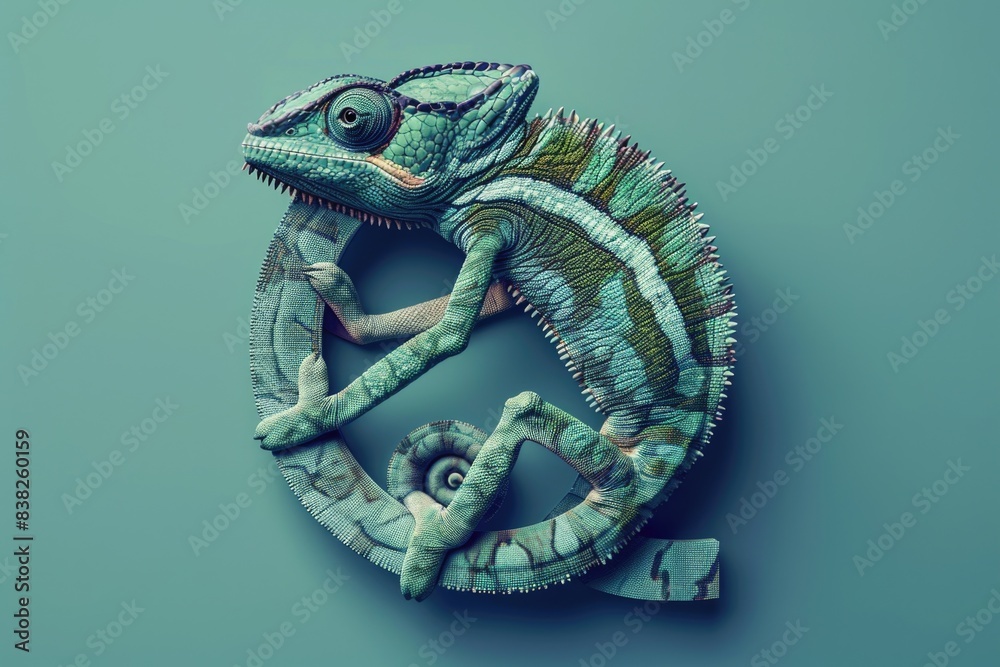 Poster a chameleon sits on top of a piece of paper, showcasing its unique color-changing abilities