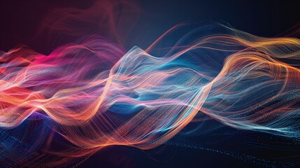 Fototapeta premium Stunning graphic waves of light, swirling and creating vibrant patterns on a dark backdrop