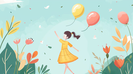 Fototapeta premium Happy childs celebrated Children's day, illustration for decorative card