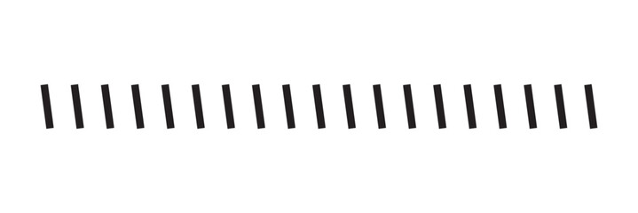 Slash line. Border with diagonal lines. Angle of tilt stripes. Black pattern of footer. Diagonal parallel lines divider strip. Tilt strip geometric abstract border. Slash divider. Vector illustration