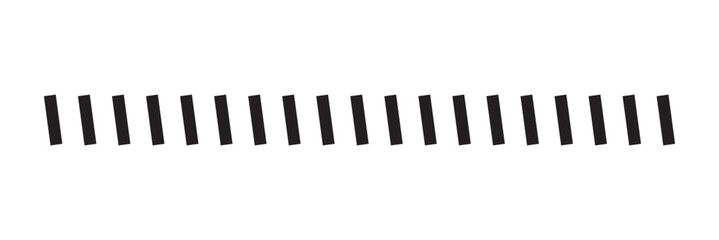 Slash line. Border with diagonal lines. Angle of tilt stripes. Black pattern of footer. Diagonal parallel lines divider strip. Tilt strip geometric abstract border. Slash divider. Vector illustration