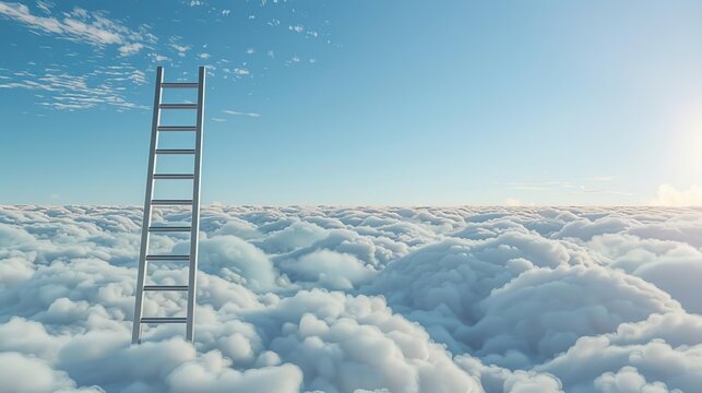 Step ladder leading into the clouds, symbolizing growth and future development