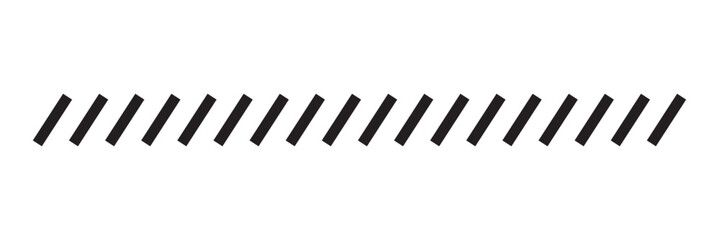 Slash line border. Diagonal parallel lines divider strip. Tilt strip geometric abstract border. Slash divider. Vector illustration isolated on white background.