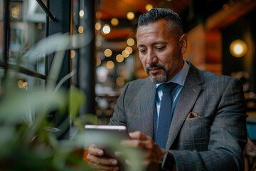 Business analyst working on a tablet to develop automation scripts, integrating with SAP systems for enhanced operational efficiency