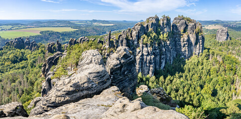 Majestic Sandstone Cliffs in Saxon Switzerland National Park, Germany