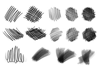 PNG. Conjunto de tramas negras con fondo transparente, l&iacute;neas de rotulador y l&aacute;piz para dise&ntilde;o, web, banner y redes sociales. Ilustraci&oacute;n de la colecci&oacute;n blanco y negro.	