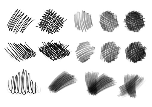 PNG. Conjunto de tramas negras con fondo transparente, l&iacute;neas de rotulador y l&aacute;piz para dise&ntilde;o, web, banner y redes sociales. Ilustraci&oacute;n de la colecci&oacute;n blanco y negro.	