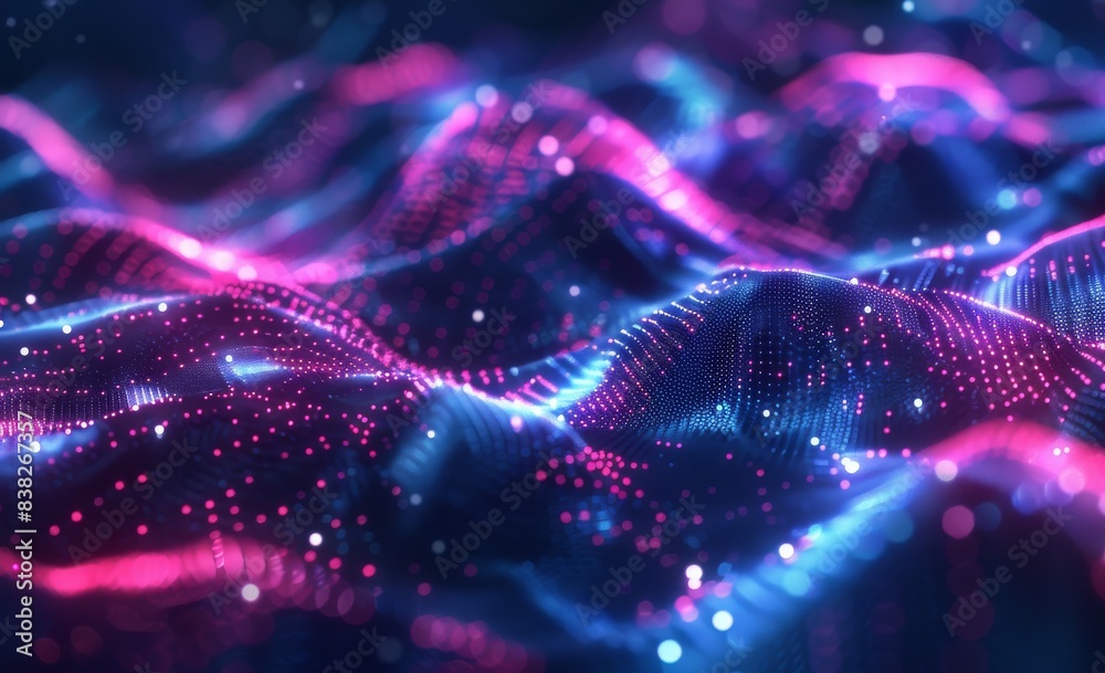 Poster big data blockchain. global network. concept of a cyberspace of the future. 3d illustration of artif